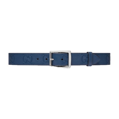 Gucci GG Rubber Effect Leather Belt Royal Blue