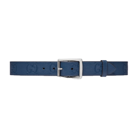 Gucci GG Rubber Effect Leather Belt Royal Blue