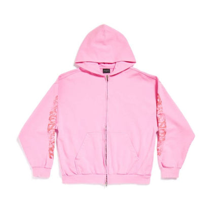 Balenciaga Offshore Zip-Up Hoodie Pink