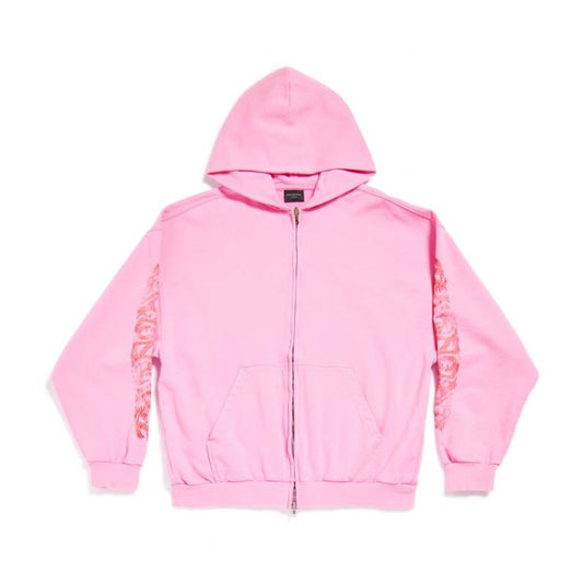 Balenciaga Offshore Zip-Up Hoodie Pink