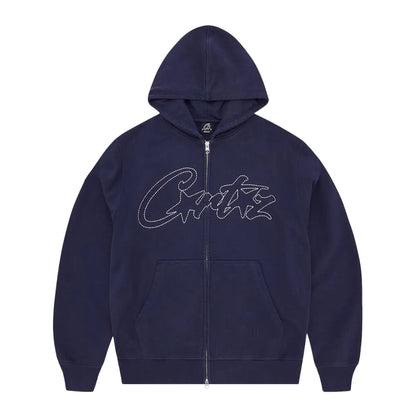Corteiz Thick Stitch Allstarz Zip Hoodie Navy