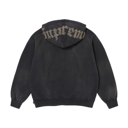 Supreme Overdyed Studded Hooded Sweatshirt Black