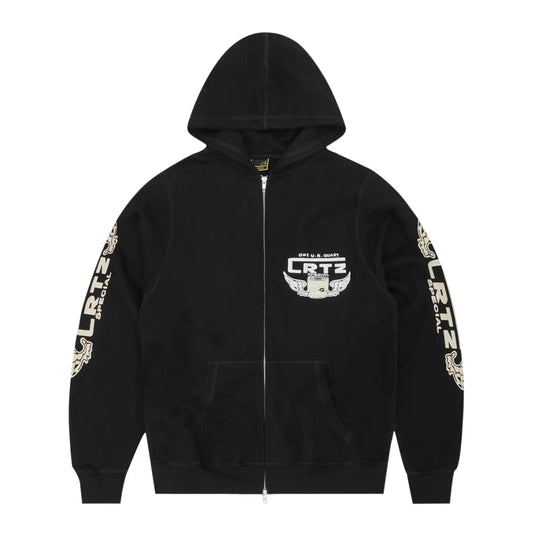 Corteiz Gasolina Double Zip Hoodie Black