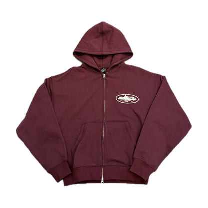 Corteiz Island Zip Hoodie Burgundy