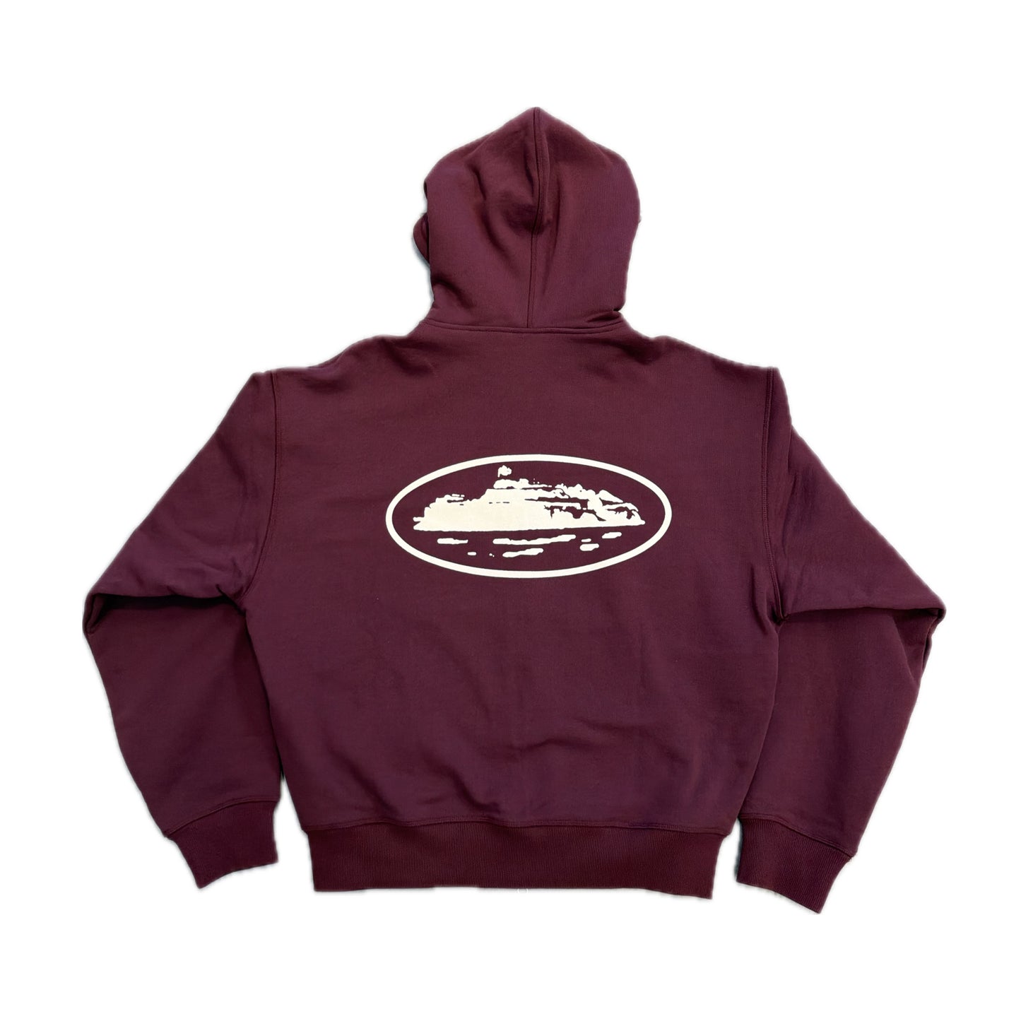 Corteiz Island Zip Hoodie Burgundy