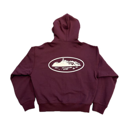 Corteiz Island Zip Hoodie Burgundy