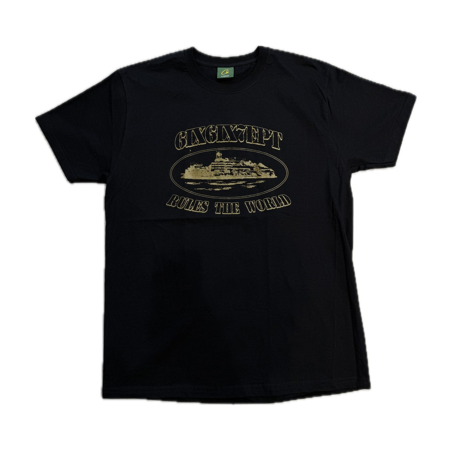 Corteiz X 667 Alcatraz Logo Tee Black/Gold