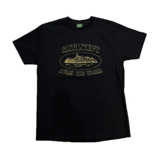 Corteiz X 667 Alcatraz Logo Tee Black/Gold
