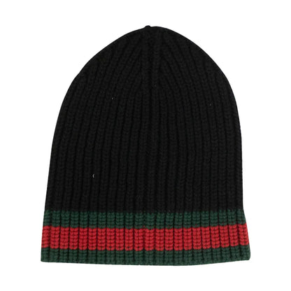 Gucci Web Wool Beanie Hat Black