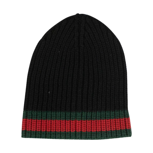 Gucci Web Wool Beanie Hat Black