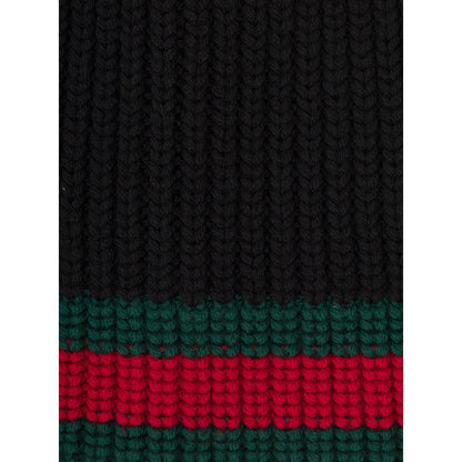 Gucci Web Wool Beanie Hat Black