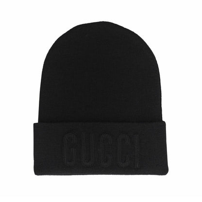 Gucci Embroided Wool Beanie Hat Black