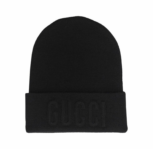 Gucci Embroided Wool Beanie Hat Black