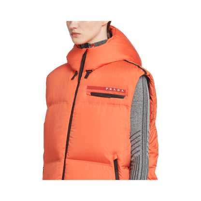 Prada Technical Re-Nylon Down Vest Orange