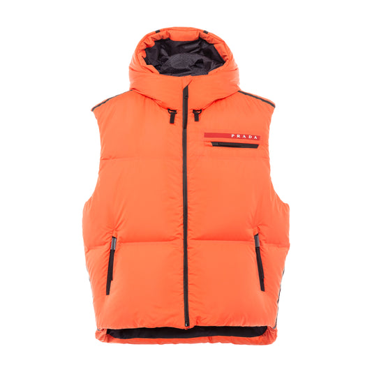Prada Technical Re-Nylon Down Vest Orange