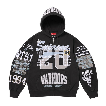 Supreme Warriors Appliqué Zip Up Hooded Sweatshirt Black