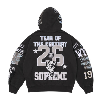 Supreme Warriors Appliqué Zip Up Hooded Sweatshirt Black