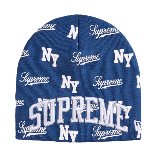 Supreme New Era Monogram Beanie Blue