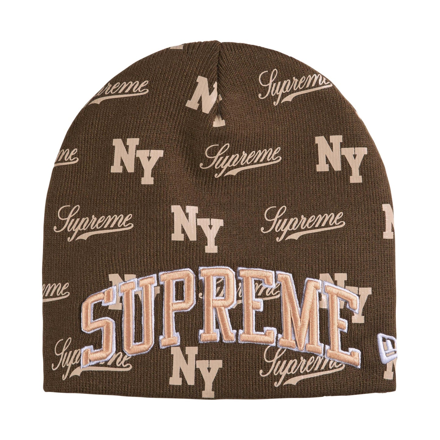 Supreme New Era Monogram Beanie Brown