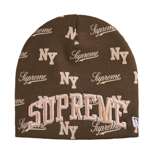 Supreme New Era Monogram Beanie Brown