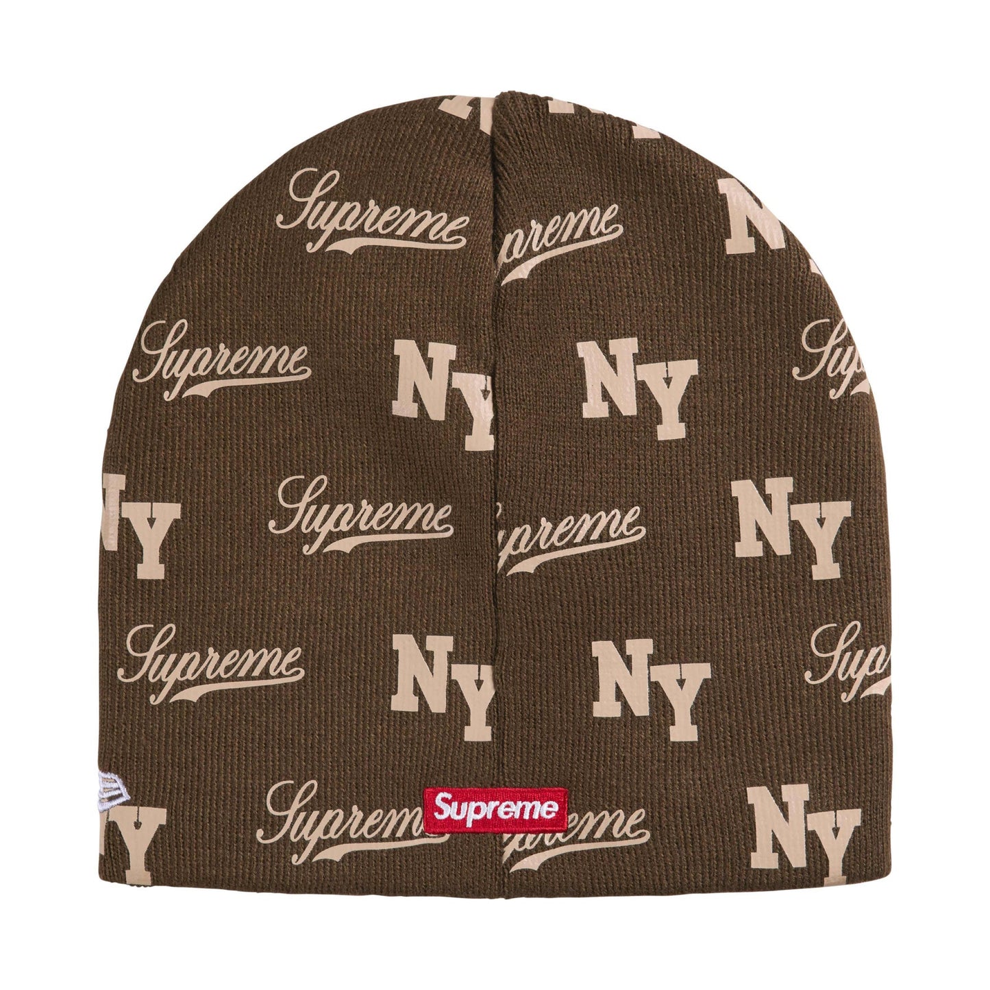 Supreme New Era Monogram Beanie Brown