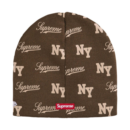 Supreme New Era Monogram Beanie Brown