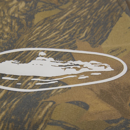 Corteiz Island Puff Print Sweat Short Forest Camo