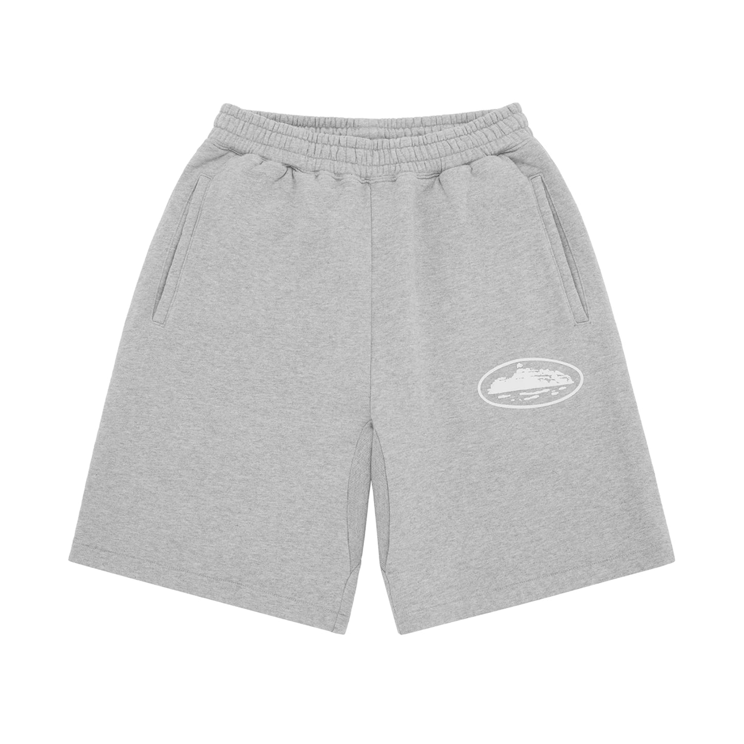 Corteiz Island Puff Print Sweat Short Heather Grey