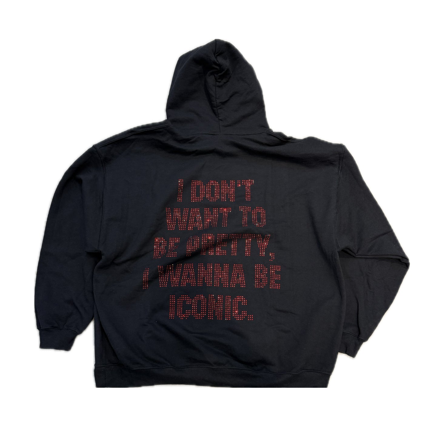 Nina Janova Basic Style Iconic Rhinestone Hoodie Black