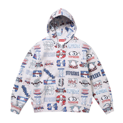 Supreme Flash Zip Up Hooded Sweatshirt Grey