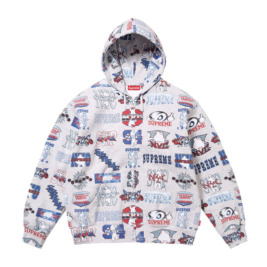 Supreme Flash Zip Up Hooded Sweatshirt Grey