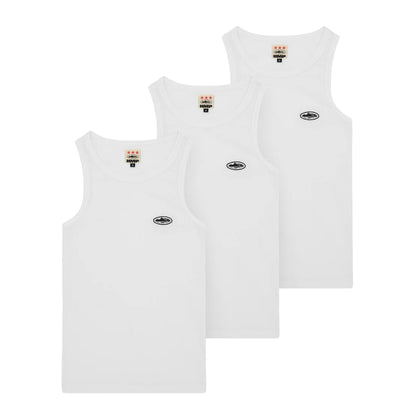 Corteiz Mens Essentials Tank Top 3-Pack White