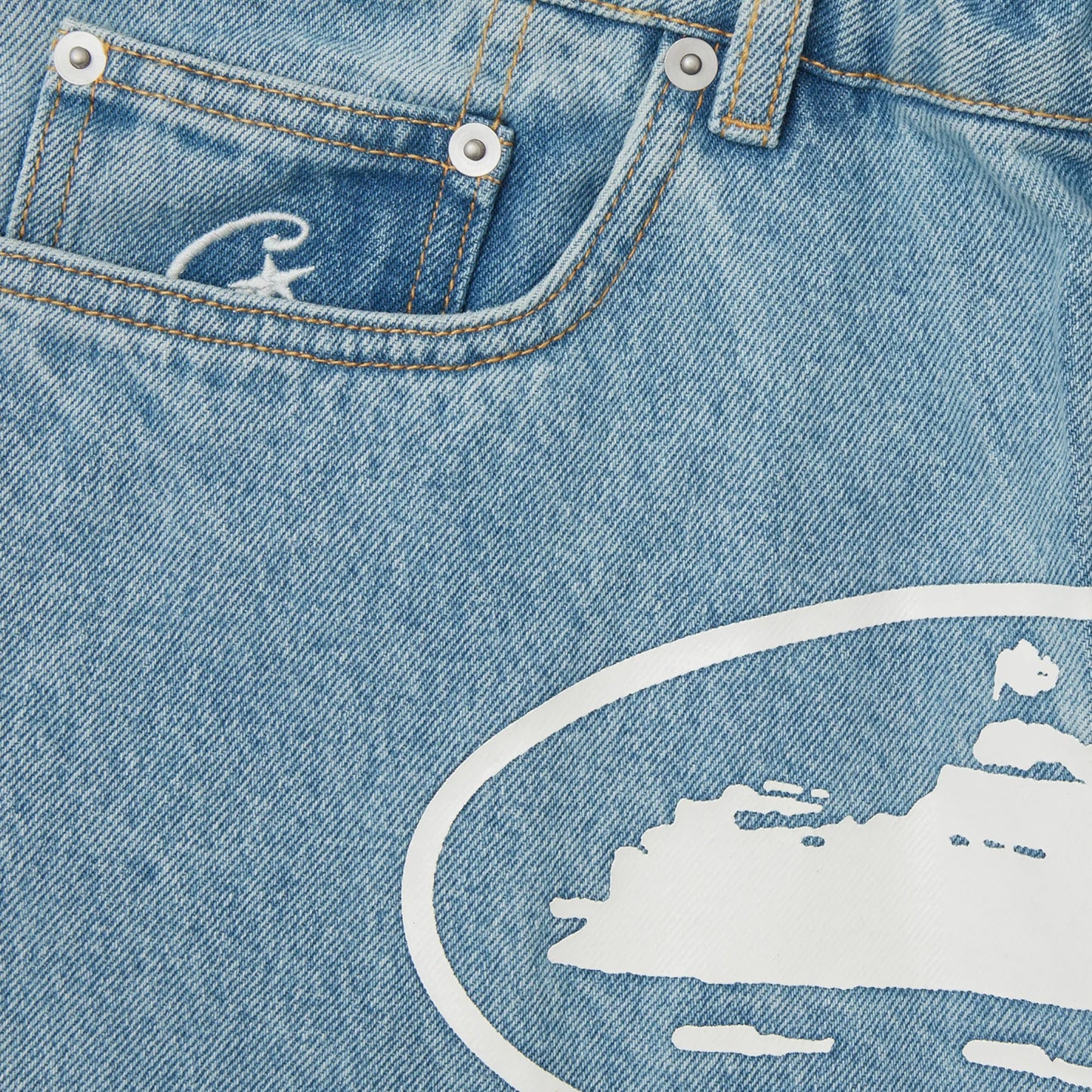 Corteiz Island Denim Short Stonewash Blue