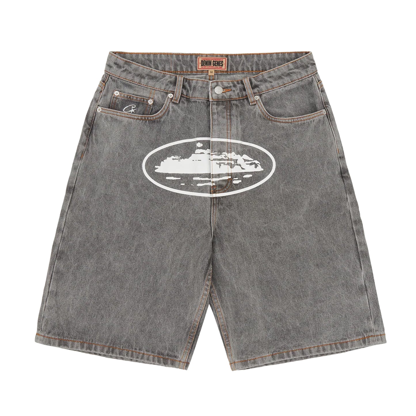 Corteiz Island Denim Short Light Grey