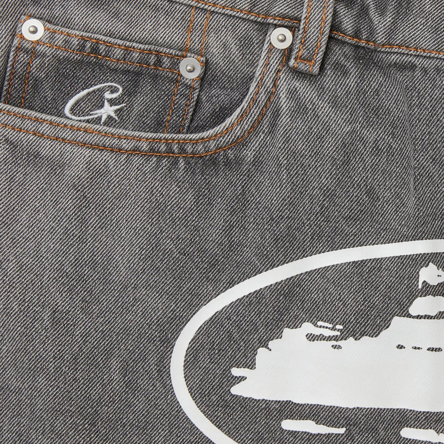 Corteiz Island Denim Short Light Grey
