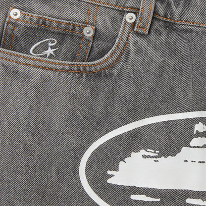 Corteiz Island Denim Short Light Grey