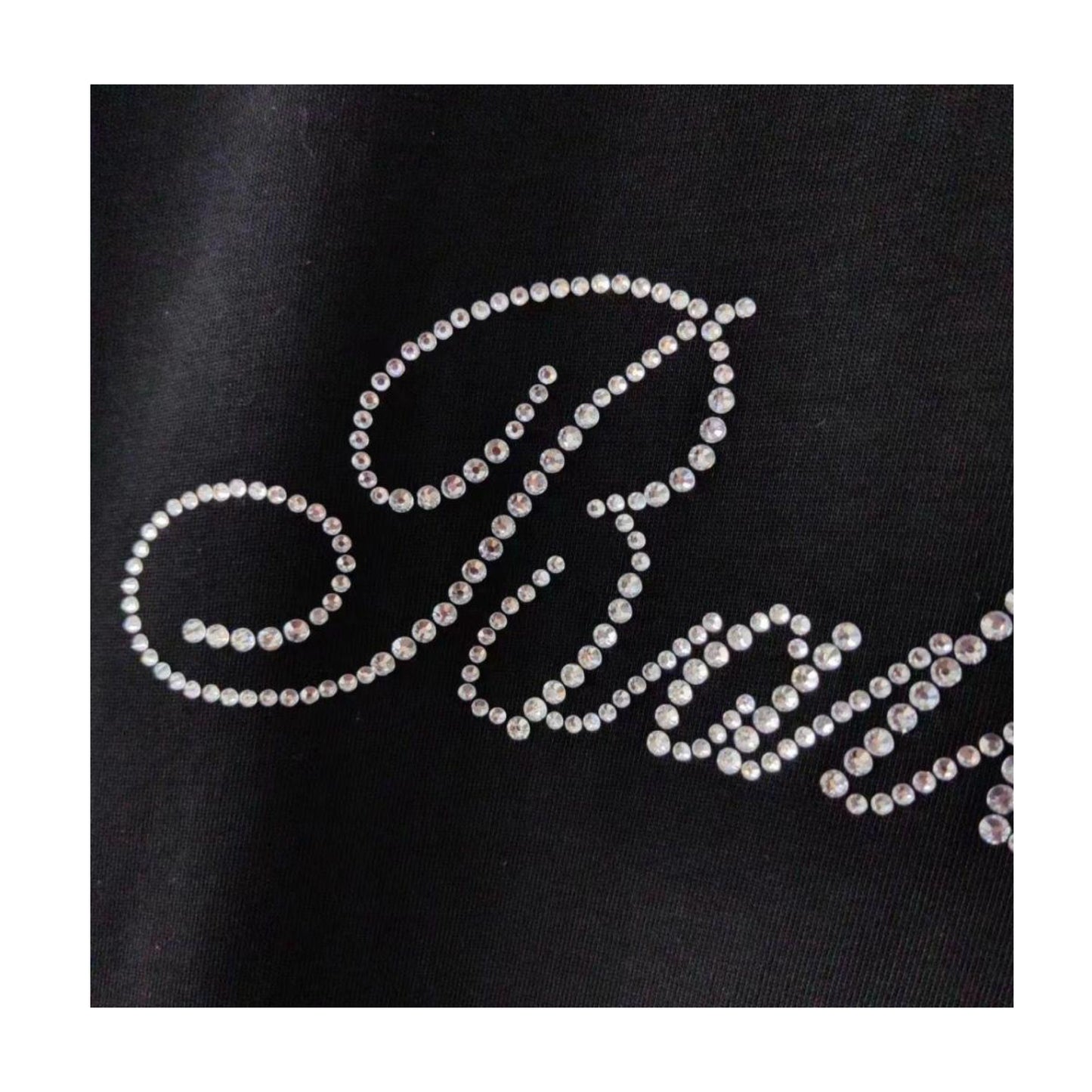 Balenciaga Rhinestone Script Oversized Tee Black
