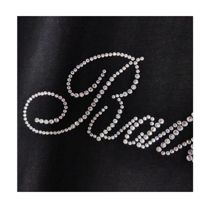 Balenciaga Rhinestone Script Oversized Tee Black