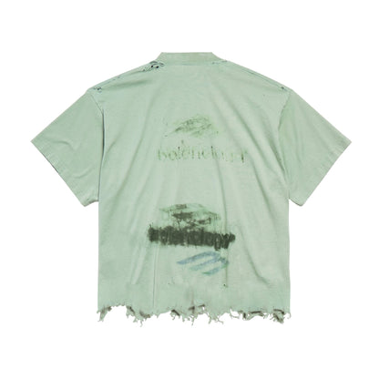 Balenciaga DIY Logo Cropped Tee Green