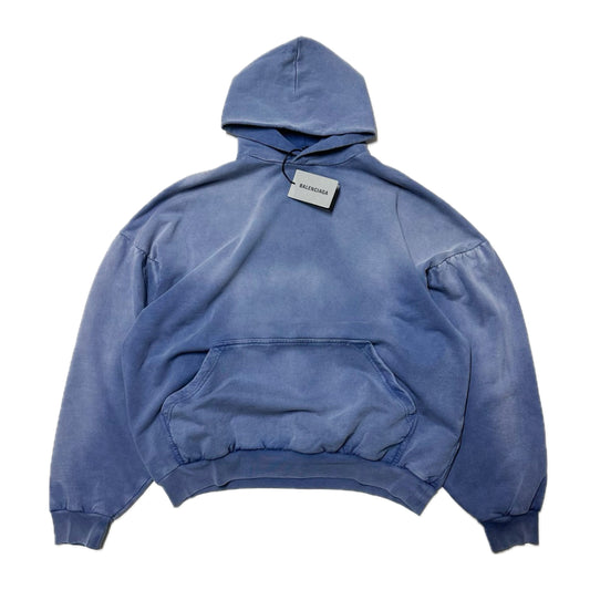 Balenciaga Stencil Logo Hoodie Faded Blue