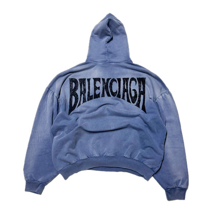 Balenciaga Stencil Logo Hoodie Faded Blue