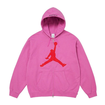 Supreme x Jordan Zip Up Hooded Sweatshirt Pink