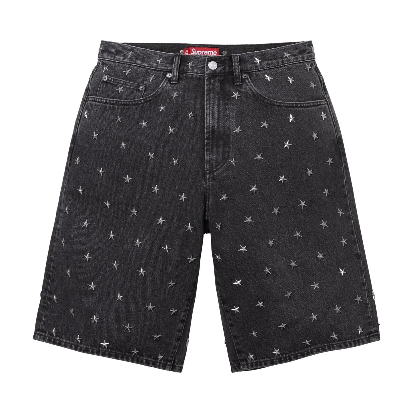 Supreme Stars Studded Baggy Denim Short Black