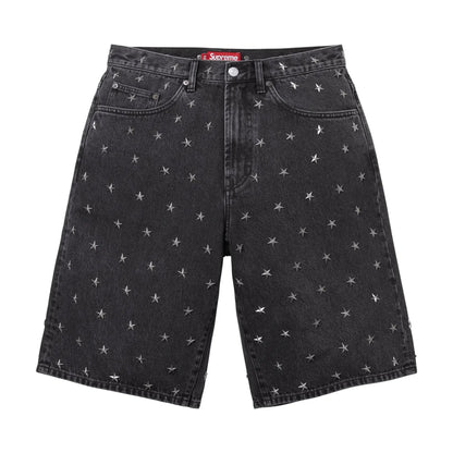 Supreme Stars Studded Baggy Denim Short Black