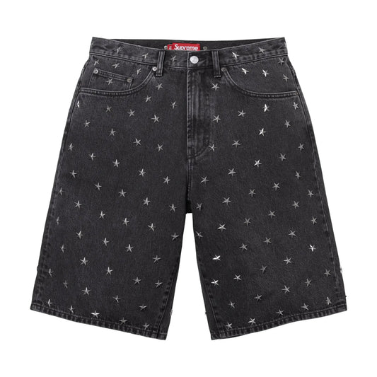Supreme Stars Studded Baggy Denim Short Black