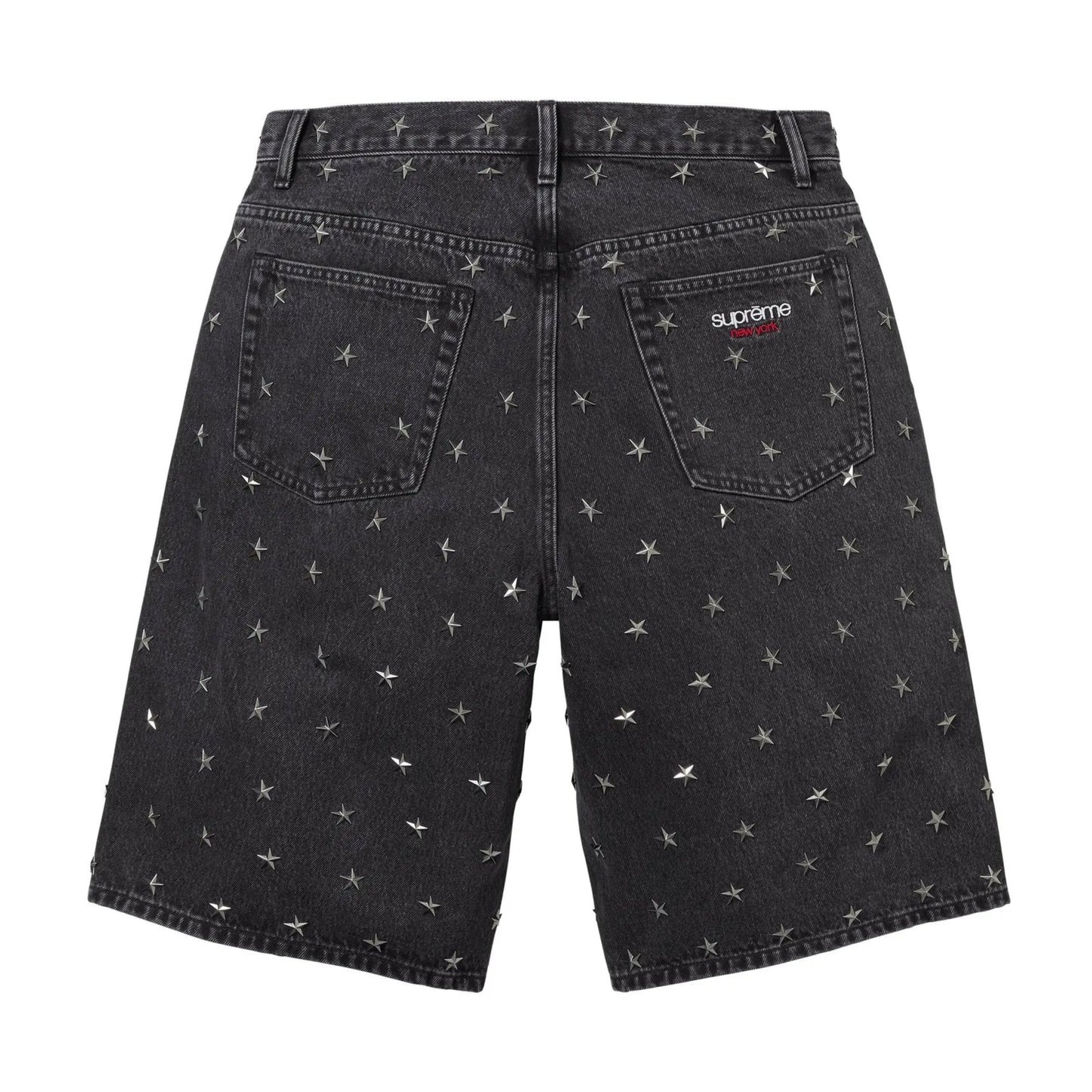 Supreme Stars Studded Baggy Denim Short Black