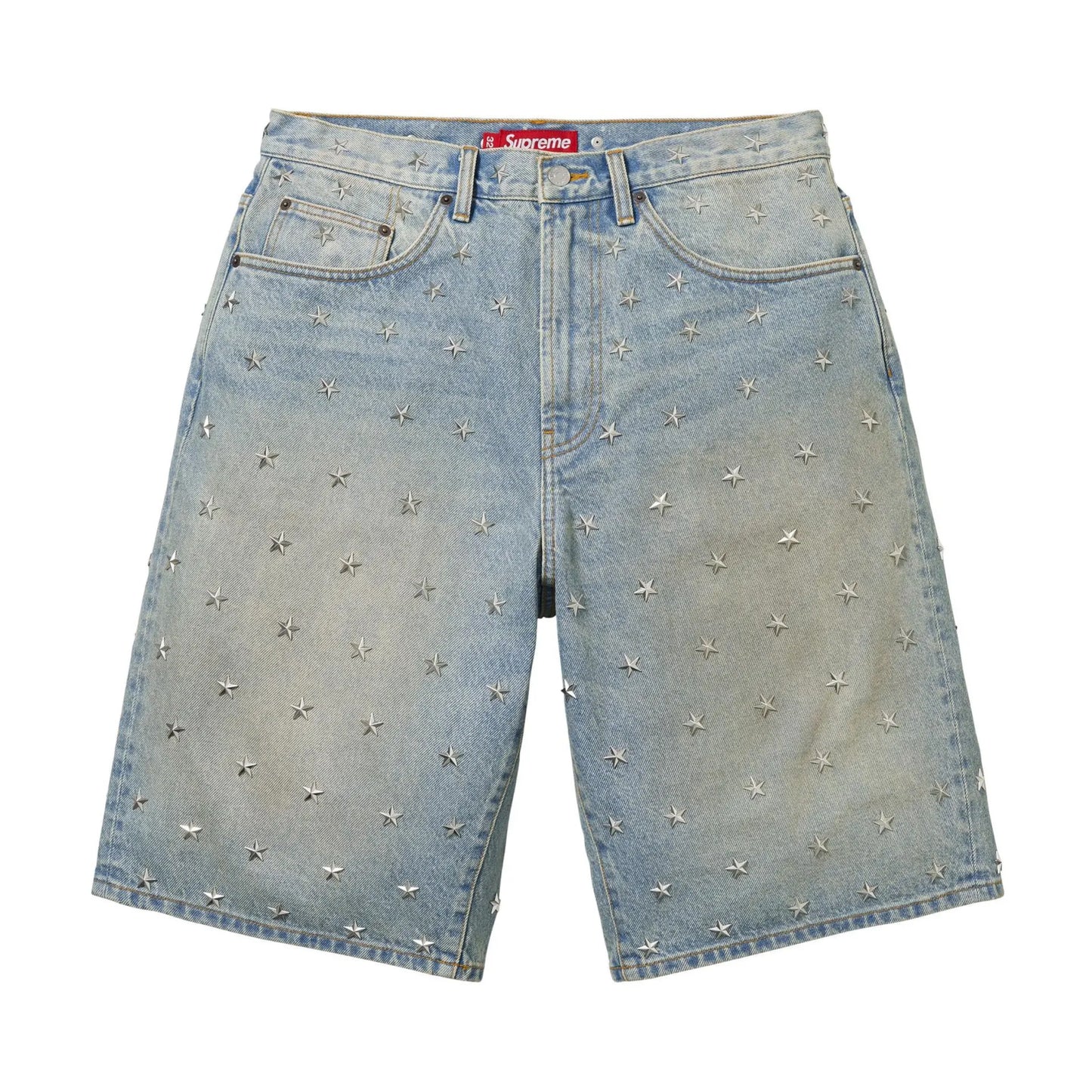 Supreme Stars Studded Baggy Denim Short Washed Indigo