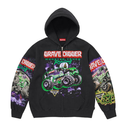 Supreme x Monster Ja Grave Digger Zip Up Hooded Sweatshirt Black