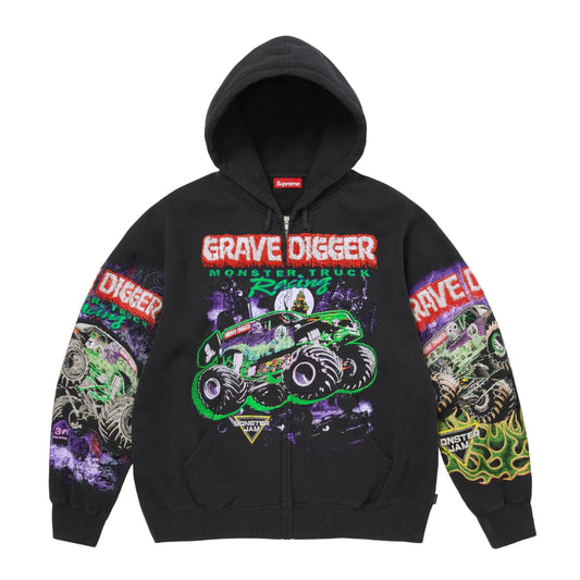 Supreme x Monster Ja Grave Digger Zip Up Hooded Sweatshirt Black