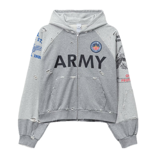 Protocol Index ARMY Reconstructed Zip Hoodie Grey